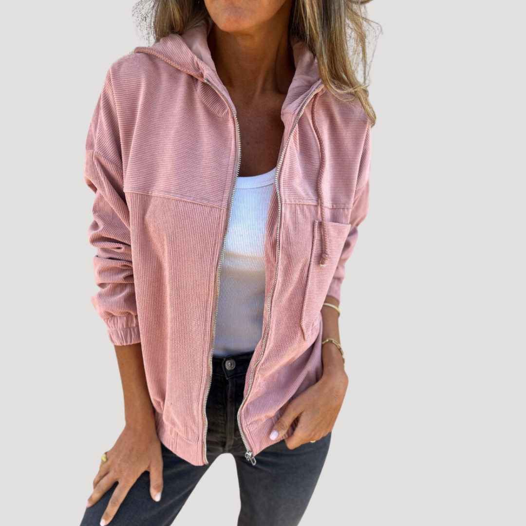 Seraphine | Ribbed hoodie with zip closure