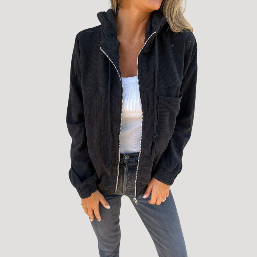 Seraphine | Ribbed hoodie with zip closure